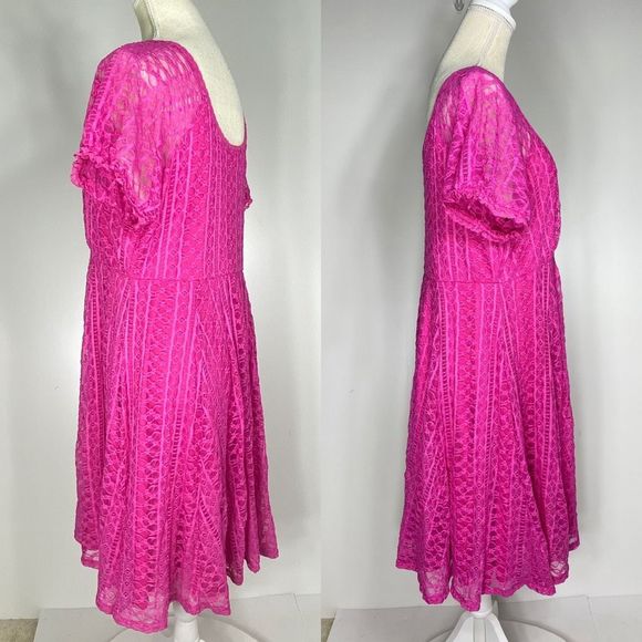 TORRID x BETSEY JOHNSON FIT & FLARE PUFF SLEEVE MINI DRESS - PINK, size 1 - Picture 7 of 17